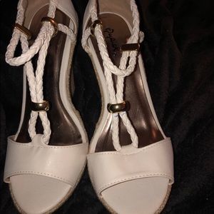 White wedge heels